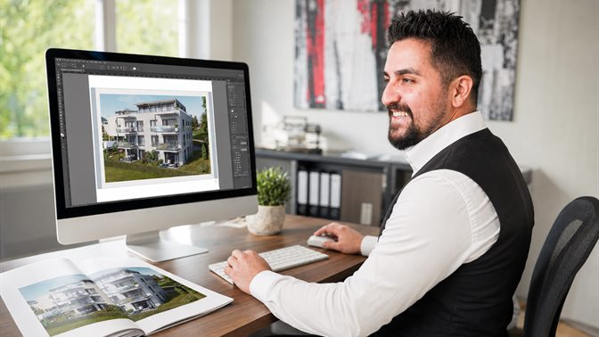 Gedrucktes Immobilien-Exposé mit hochwertigem Layout